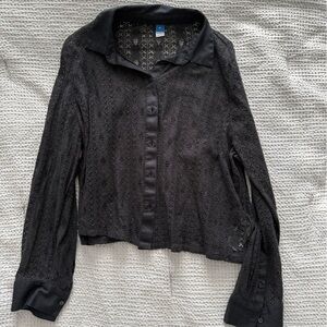 Old Navy Black Lace Button-Down Shirt